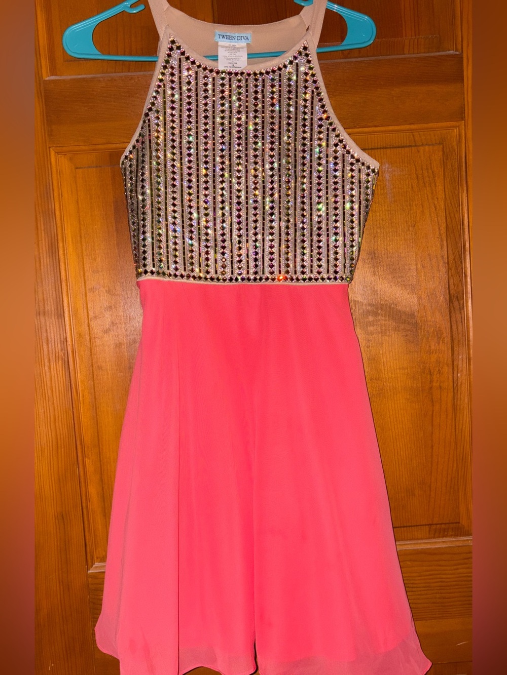 Tween Diva Girls' Pink Sequin Bodice Formal Dress